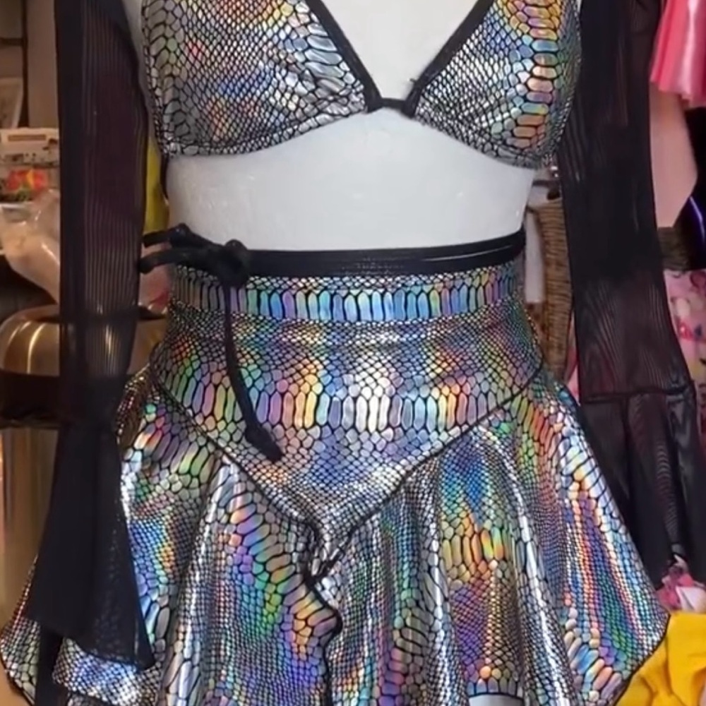 Jade Clarkk Black and Silver rave outfit
